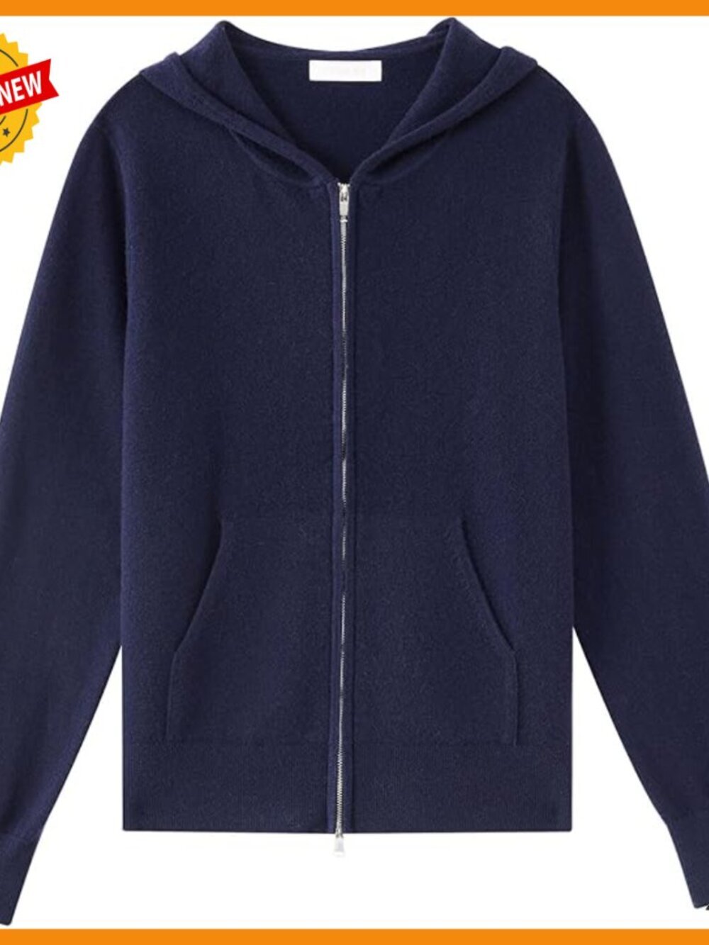 Merino Wool Hooded Cardigan Cropped Zip Up Sweater with Pockets